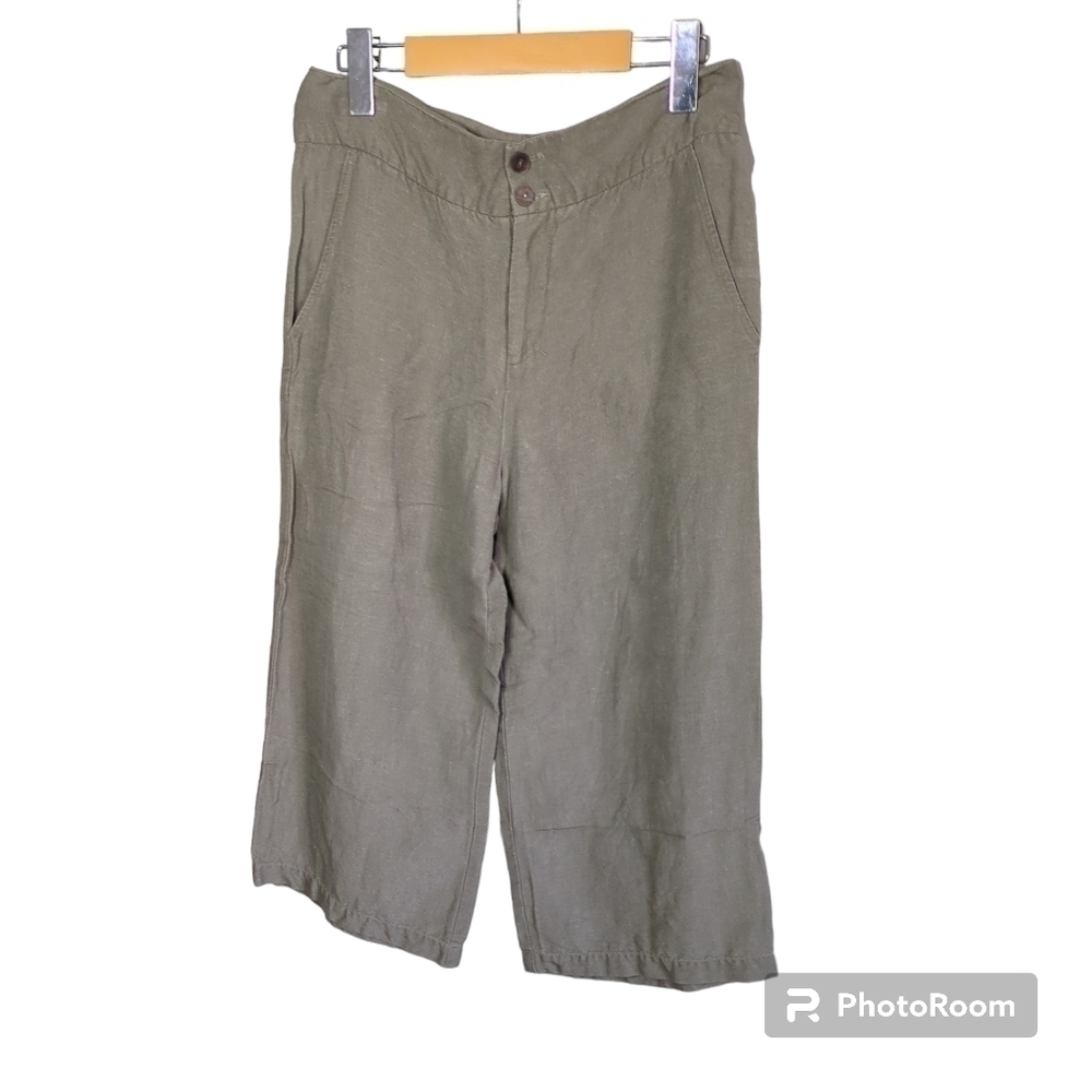 Jham Brown 100% Linen Wide Leg Women's Crops Size 8‎
